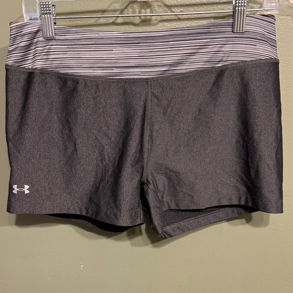 Under Armour Women's Charcoal and Striped Athletic Shorts